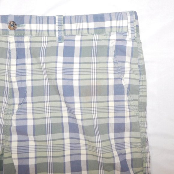 Tommy Hilfiger Mens 42 Green Blue Plaid flat Front Shorts - Picture 5 of 8